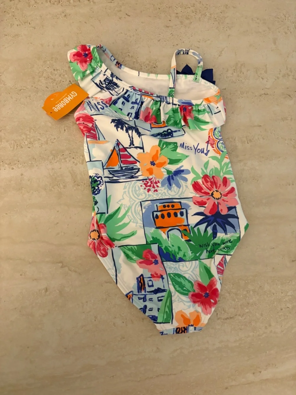 One piece swimsuit with bow detail